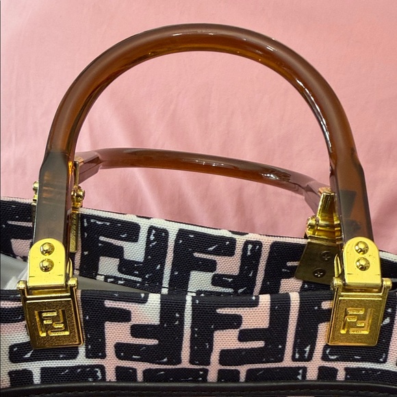 Women's Black White and Pink Tote Bag - Picture 3 of 16